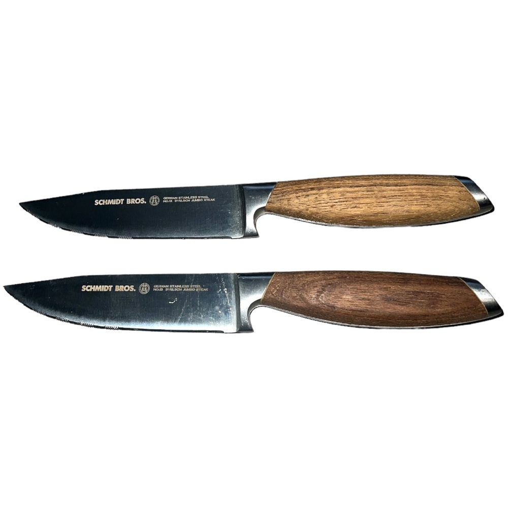 Schmidt Brothers Bonded Teak, 2-Piece Jumbo Steak Knife Set